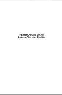 PERNIKAHAN SIRRI: Antara cita dan realita